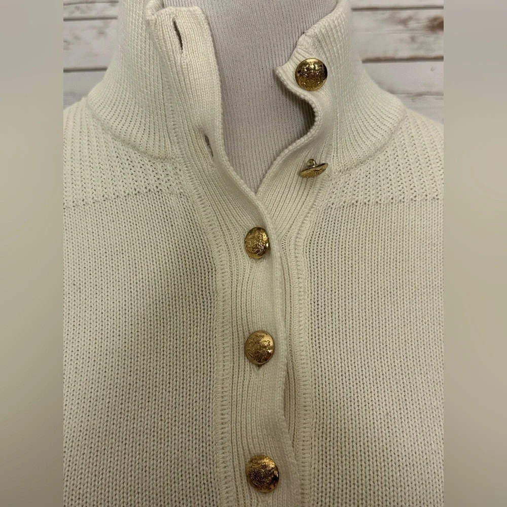 LRL Lauren Jeans Co classic old money ivory cotton mock neck sweater Size Large